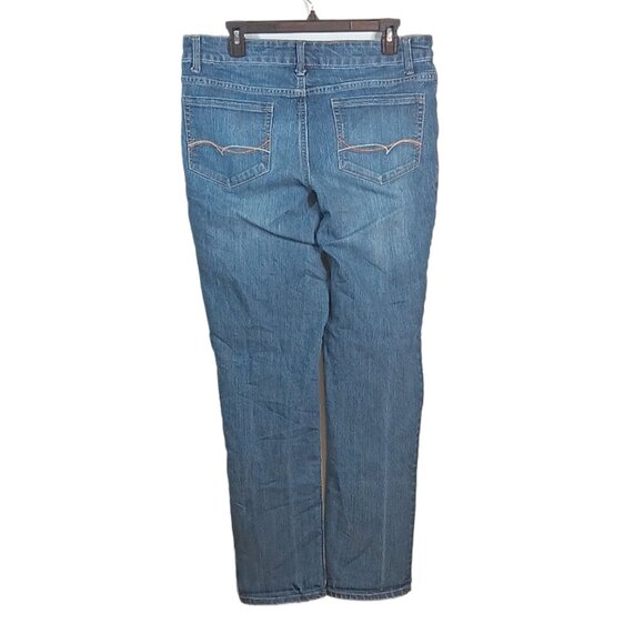 Faded Glory Straight Jeans Womens 16 Mid Rise Medium Wash Stretch Denim - Picture 2 of 4